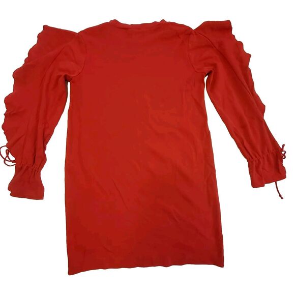 Zara Womens Red Open Sleeve Ruffled Mini Sweater Dress Sz Medium - Picture 3 of 9
